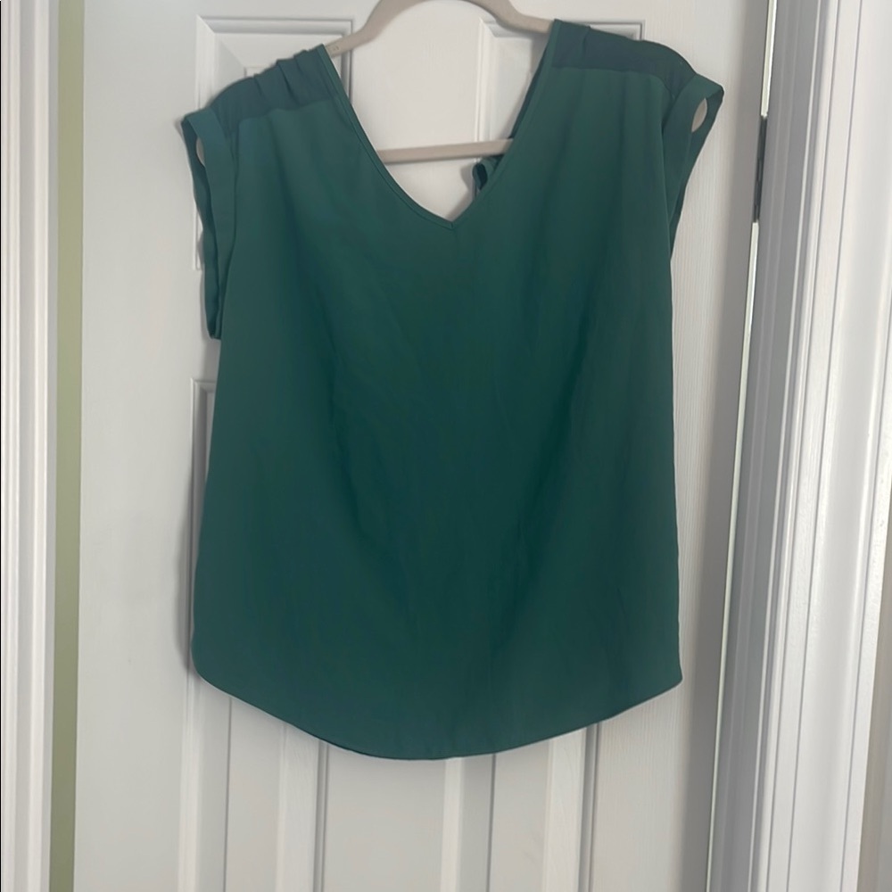 Green Relaxed Fit Blouse with Sleeveless Design